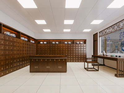 新中式医院中药房3d模型 新中式医院中药房