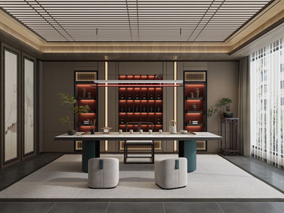 新中式茶室3d模型 新中式茶室