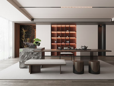 新中式茶室3d模型 新中式茶室