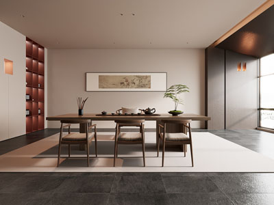 新中式茶室3d模型 新中式茶室