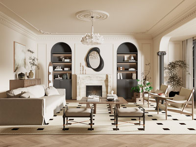 法式客厅3d模型 法式客厅