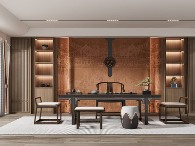 新中式茶室3d模型 新中式茶室