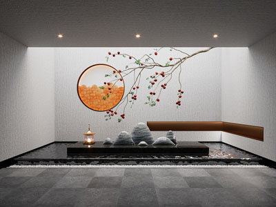 新中式水景室内景观园艺小品