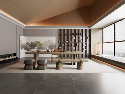 新中式茶室3d模型 新中式茶室