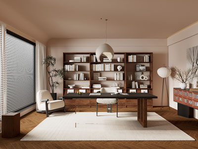 现代中古风书房