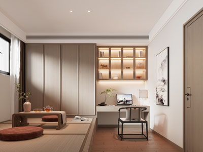 新中式榻榻米茶室3d模型 新中式榻榻米茶室