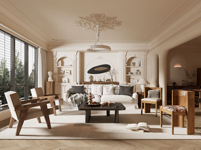 法式中古客厅3d模型 法式中古客厅