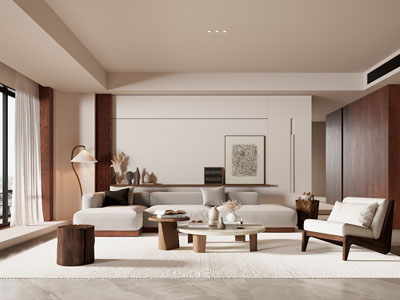 现代客厅3d模型 现代客厅