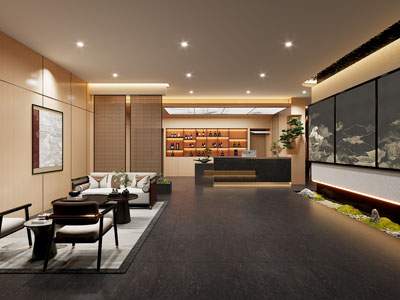 新中式会所大堂前台接待区