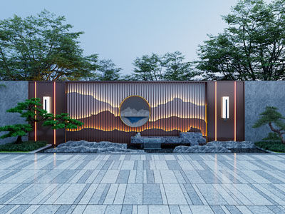 新中式庭院景观墙 园艺小品