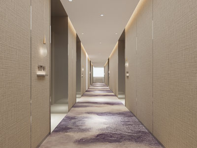 新中式酒店客房走廊过道3d模型 新中式酒店客房走廊过道