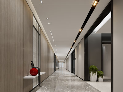 新中式酒店走廊过道3d模型 新中式酒店走廊过道