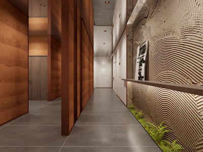 新中式酒店走廊过道3d模型 新中式酒店走廊过道