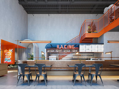 工业风loft饭店餐馆就餐区