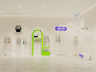 现代奶油风儿童服装专卖店