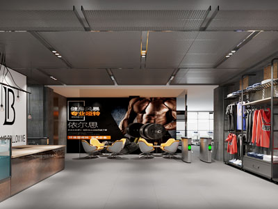 工业风loft健身房俱乐部前台3d模型 工业风loft健身房俱乐部前台