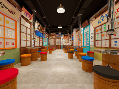 工业风loft韩式烧烤店 饭店