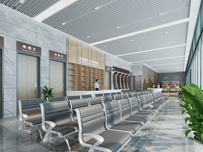 现代大堂前台接待区 休闲区
