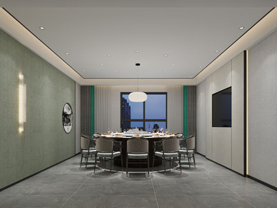 新中式酒店包厢包间3d模型 新中式酒店包厢包间