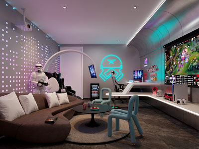现代电竞游戏房 娱乐室 休闲室