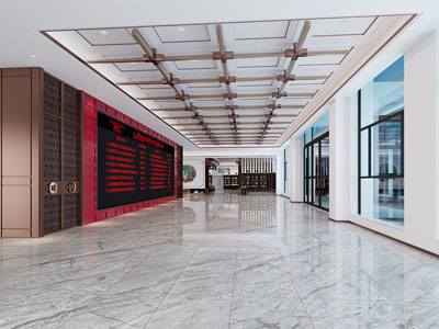 新中式药材交易中心大厅 大堂3d模型 新中式药材交易中心大厅 大堂