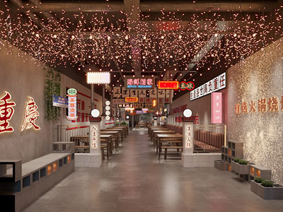 现代复古怀旧饭店餐馆就餐区3d模型 现代复古怀旧饭店餐馆就餐区