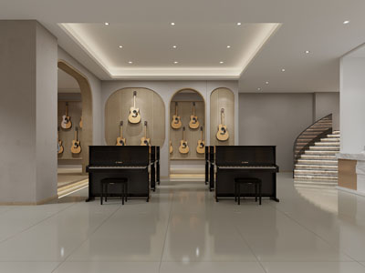 现代琴行 钢琴吉他乐器专卖店3d模型 现代琴行 钢琴吉他乐器专卖店