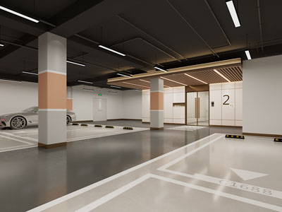 现代地下停车场3d模型 现代地下停车场