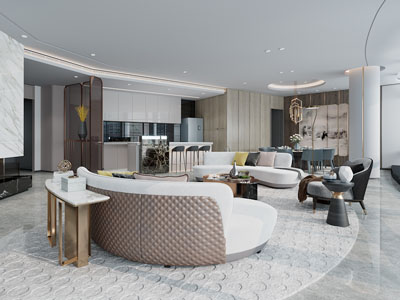 新中式公司接待区 洽谈区