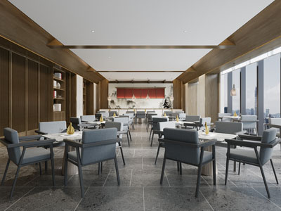 新中式饭店餐馆就餐区