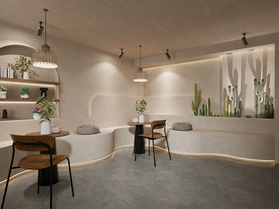 侘寂风咖啡厅奶茶店休闲区