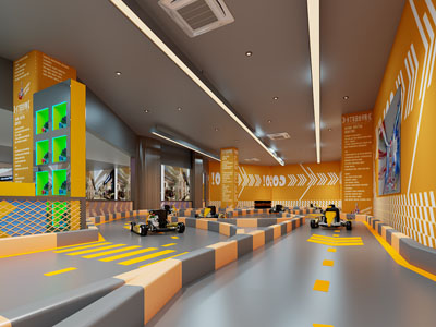 工业风loft室内卡丁车赛道 游乐场3d模型 工业风loft室内卡丁车赛道 游乐场