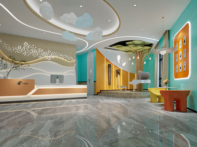 现代艺术培训大堂前台接待3d模型 现代艺术培训大堂前台接待