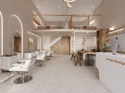 现代中古风美容理发店3d模型 现代中古风美容理发店