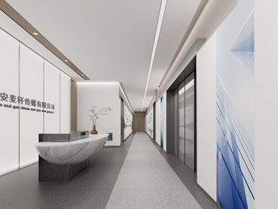 现代公司大厅前台接待3d模型 现代公司大厅前台接待