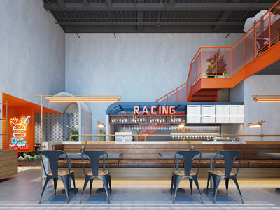 工业风loft汉堡店 酒馆3d模型 工业风loft汉堡店 酒馆