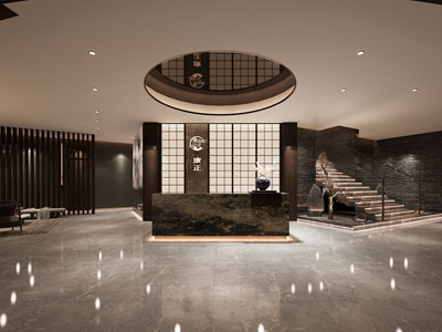 新中式大堂前台接待3d模型 新中式大堂前台接待