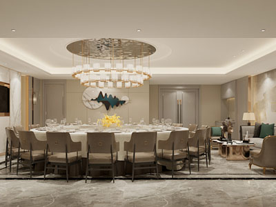 新中式酒店包厢包间3d模型 新中式酒店包厢包间