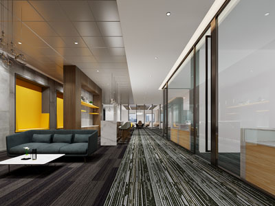 现代公司大堂接待区 洽谈区3d模型 现代公司大堂接待区 洽谈区