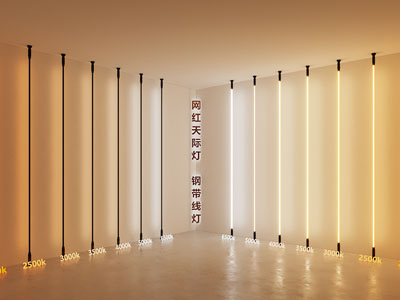 现代网红天际灯 钢带线灯3d模型 现代网红天际灯 钢带线灯