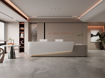 现代公司前台接待3d模型 现代公司前台接待