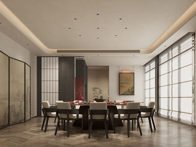 新中式中古风酒店包厢包间3d模型 新中式中古风酒店包厢包间