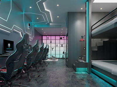 现代酒店电竞游戏包房3d模型 现代酒店电竞游戏包房