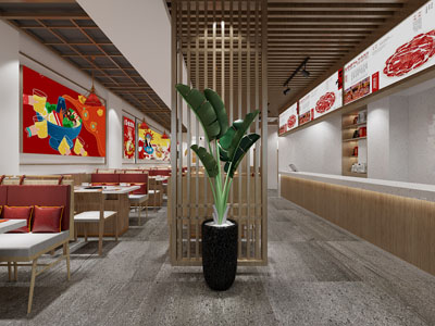 新中式火锅店 饭店餐馆3d模型 新中式火锅店 饭店餐馆