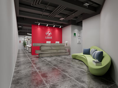 现代公司大堂前台接待区3d模型 现代公司大堂前台接待区