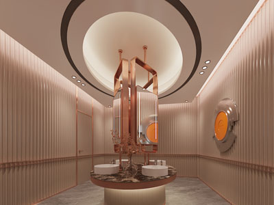 现代轻奢洗手间 公共卫生间3d模型 现代轻奢洗手间 公共卫生间