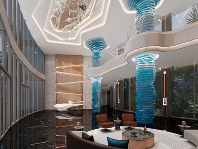 现代大堂前台接待区 洽谈区3d模型 现代大堂前台接待区 洽谈区