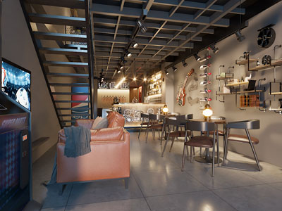 工业风loft酒吧 清吧3d模型 工业风loft酒吧 清吧