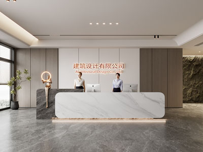 现代公司前台接待区3d模型 现代公司前台接待区