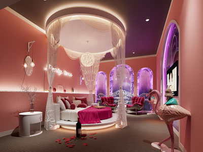 现代浪漫风度假酒店客房3d模型 现代浪漫风度假酒店客房